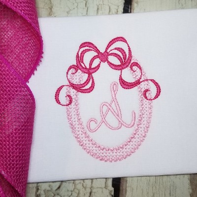 Monogram Frame with Bow embroidery design